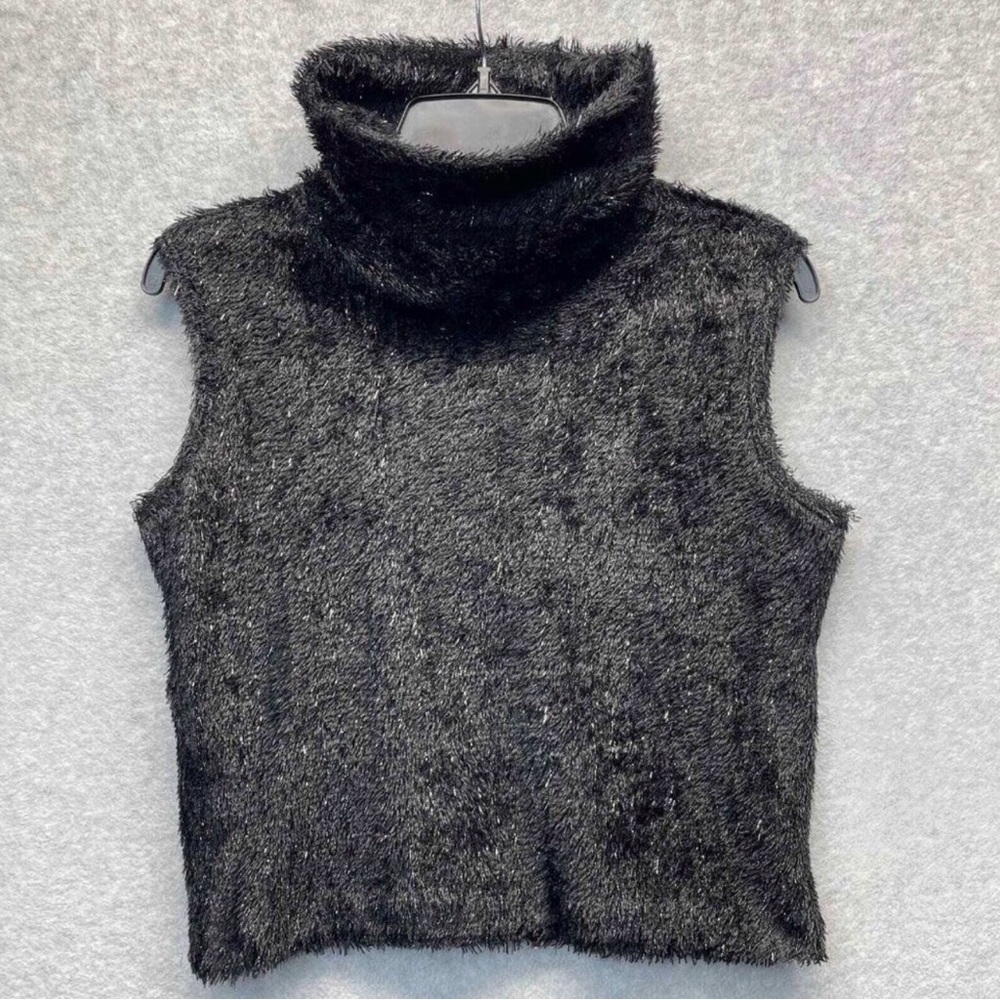 Joseph Ribkoff Black Fuzzy Sleeveless Top